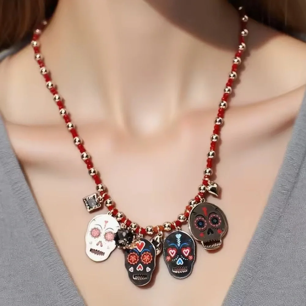 Zara Multicolor Skull Charm Necklace